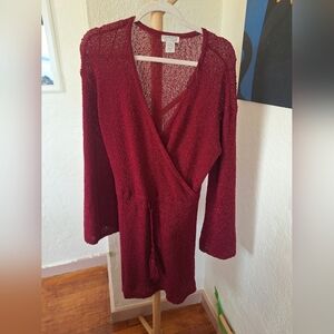 L*Space Topanga Burgundy Knit Swim Cover-up